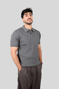 GRAY KNITTED POLO