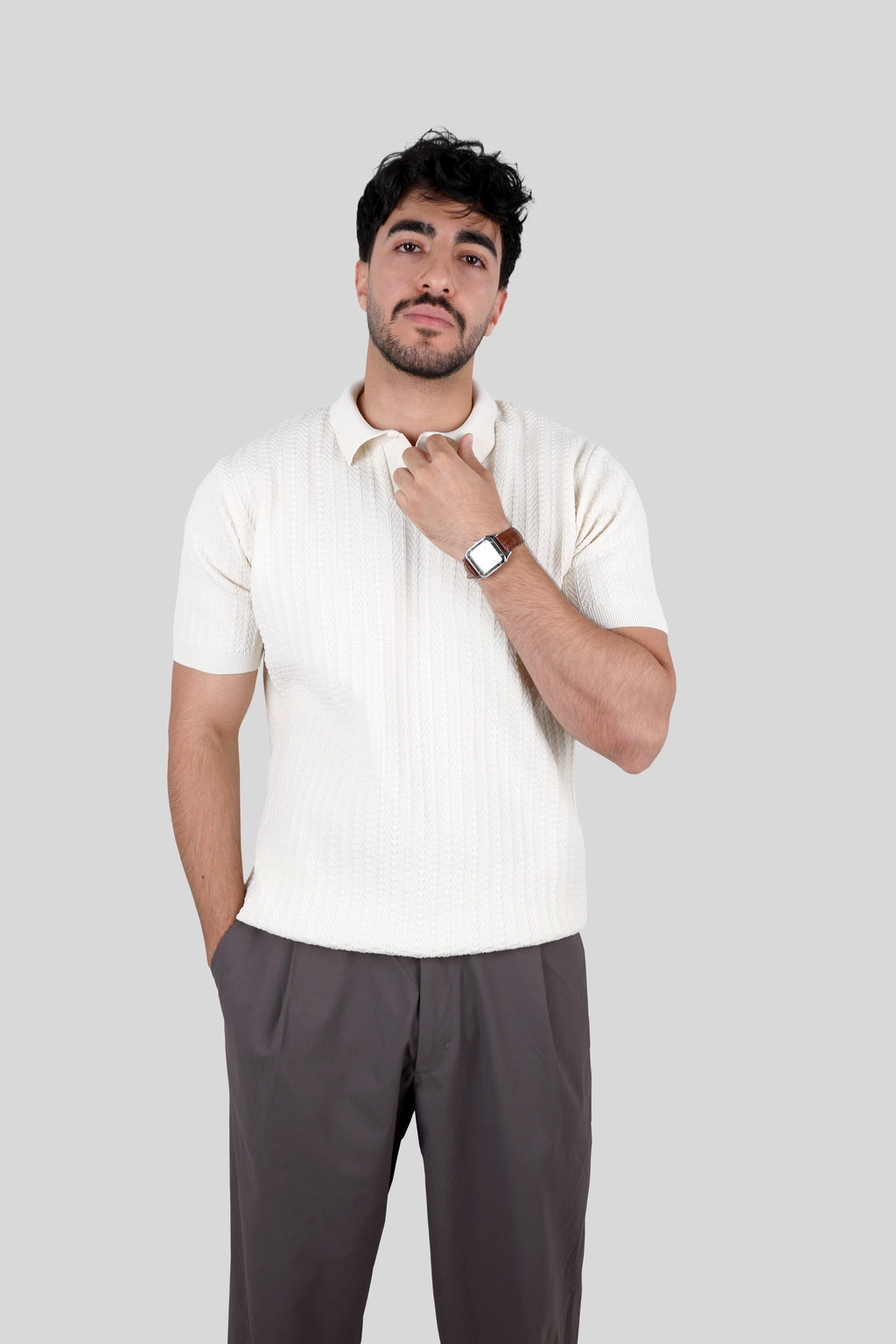 OFFWHITE KNITTED POLO