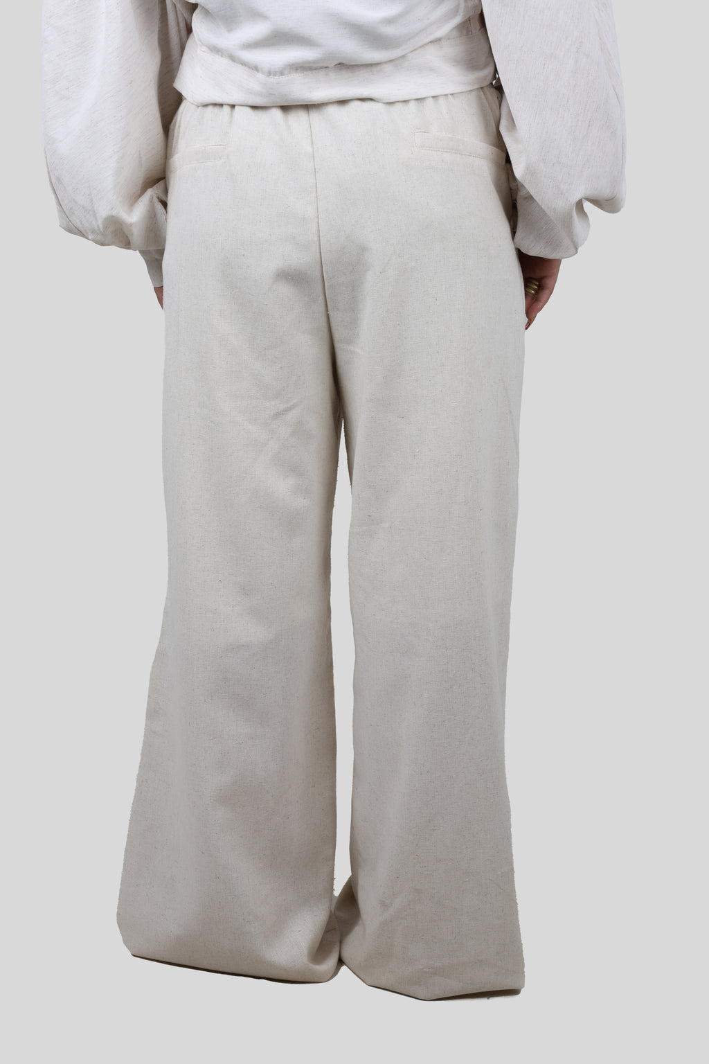 WIDE LEG OFFWHITE LINEN PANTS