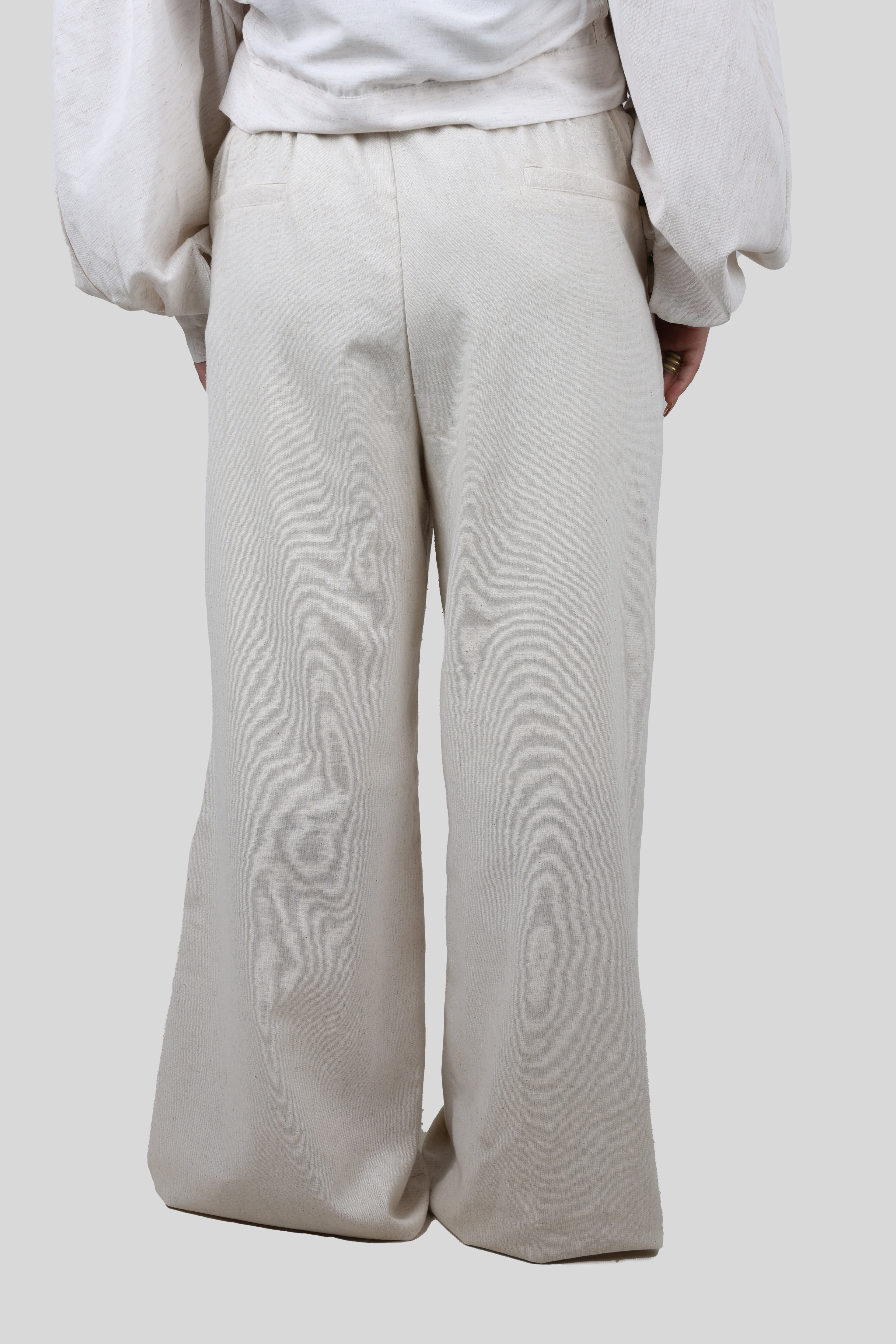 WIDE LEG OFFWHITE LINEN PANTS