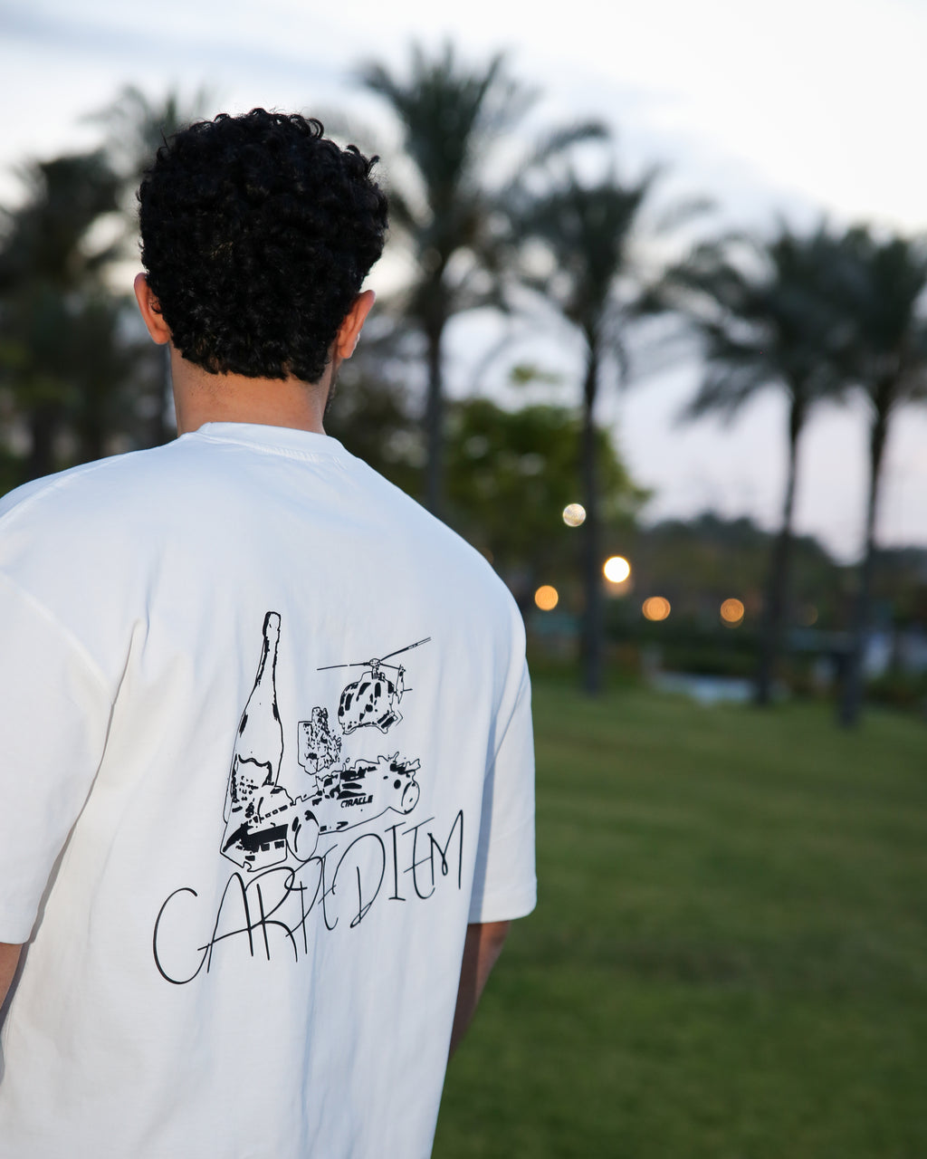 White "CARBE DIEM " Box fit T-shirt