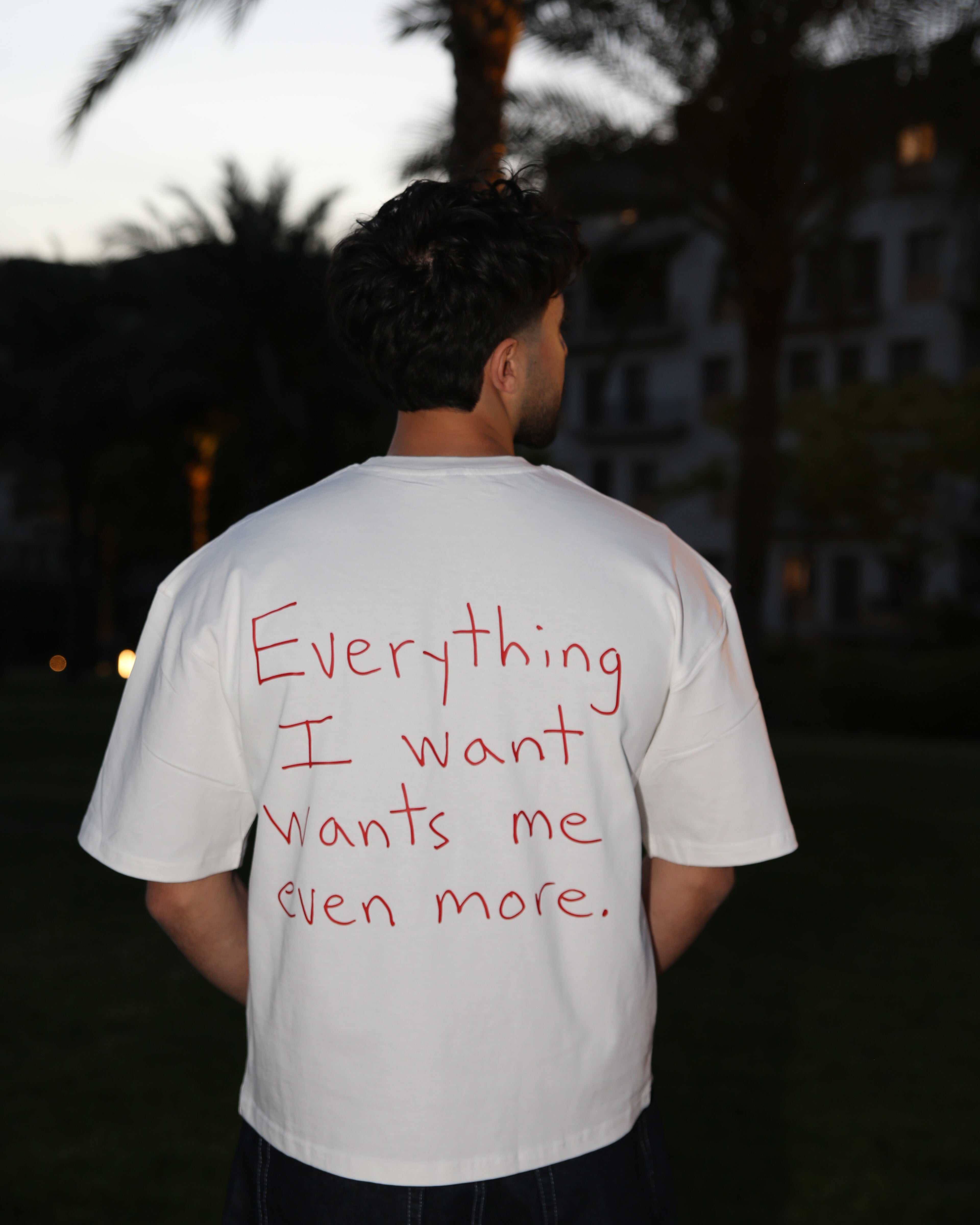 White "WANTED MORE" Box fit T-shirt