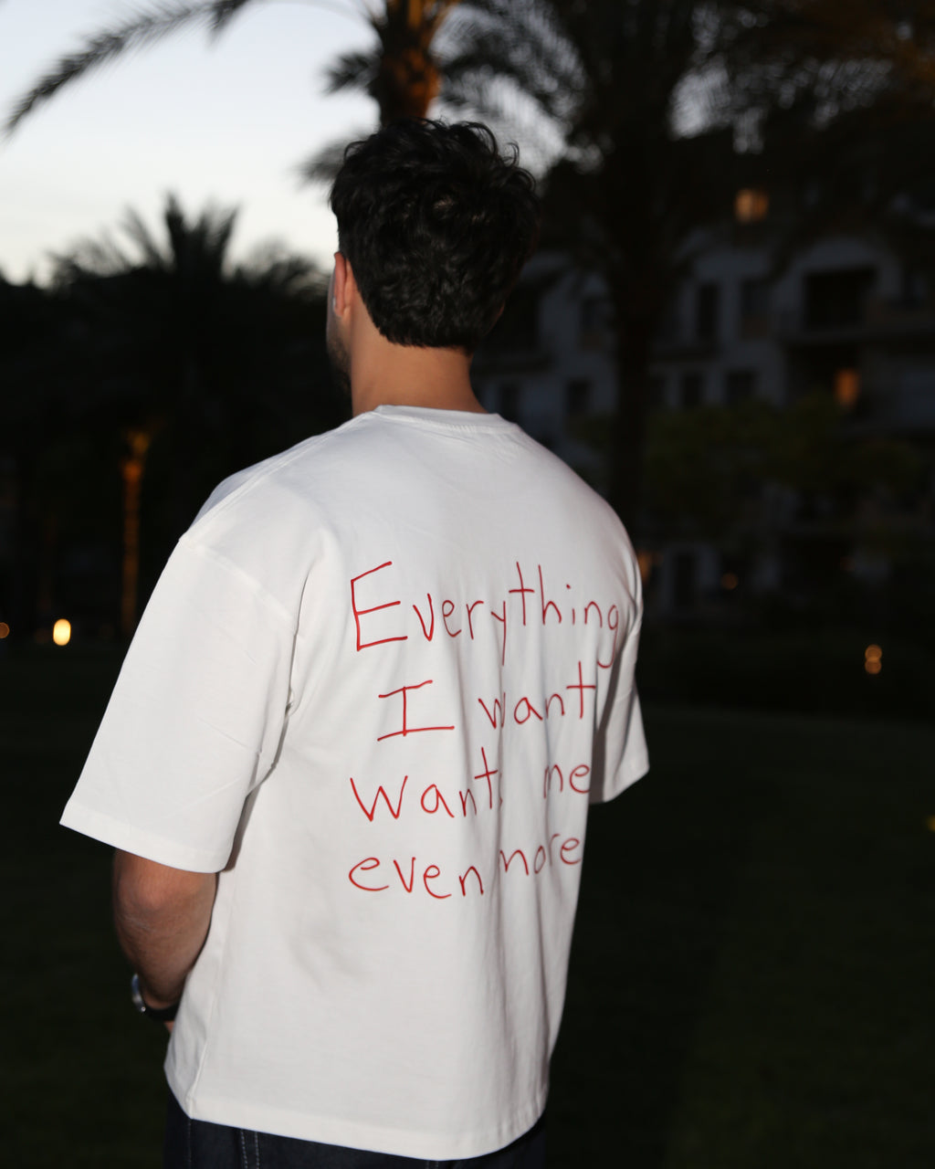 White "WANTED MORE" Box fit T-shirt