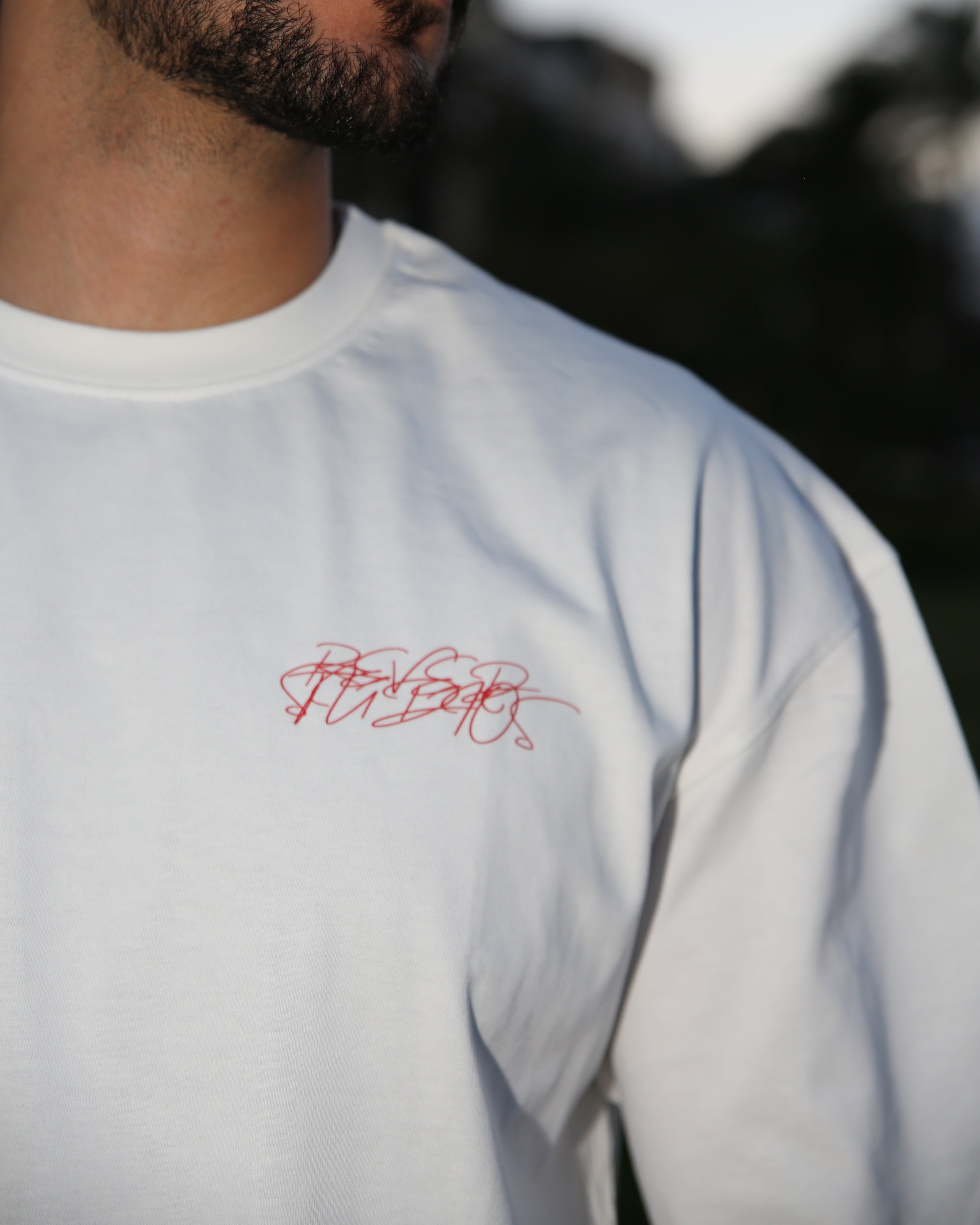 White "WANTED MORE" Box fit T-shirt