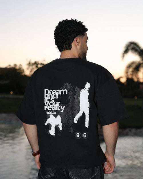Black "ENDLESS DREAMS" BOX FIT T-SHIRT
